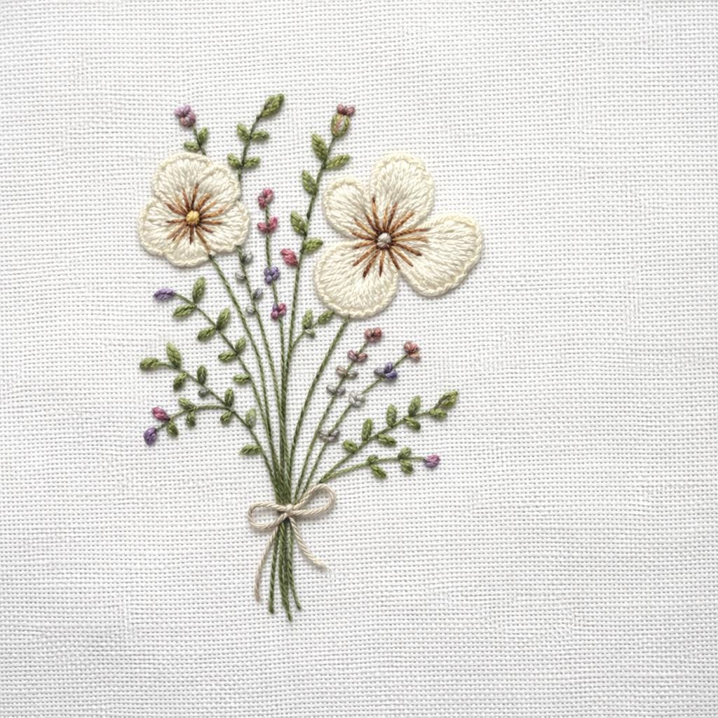 Floral Bouquet Hand Embroidery Pattern PDF