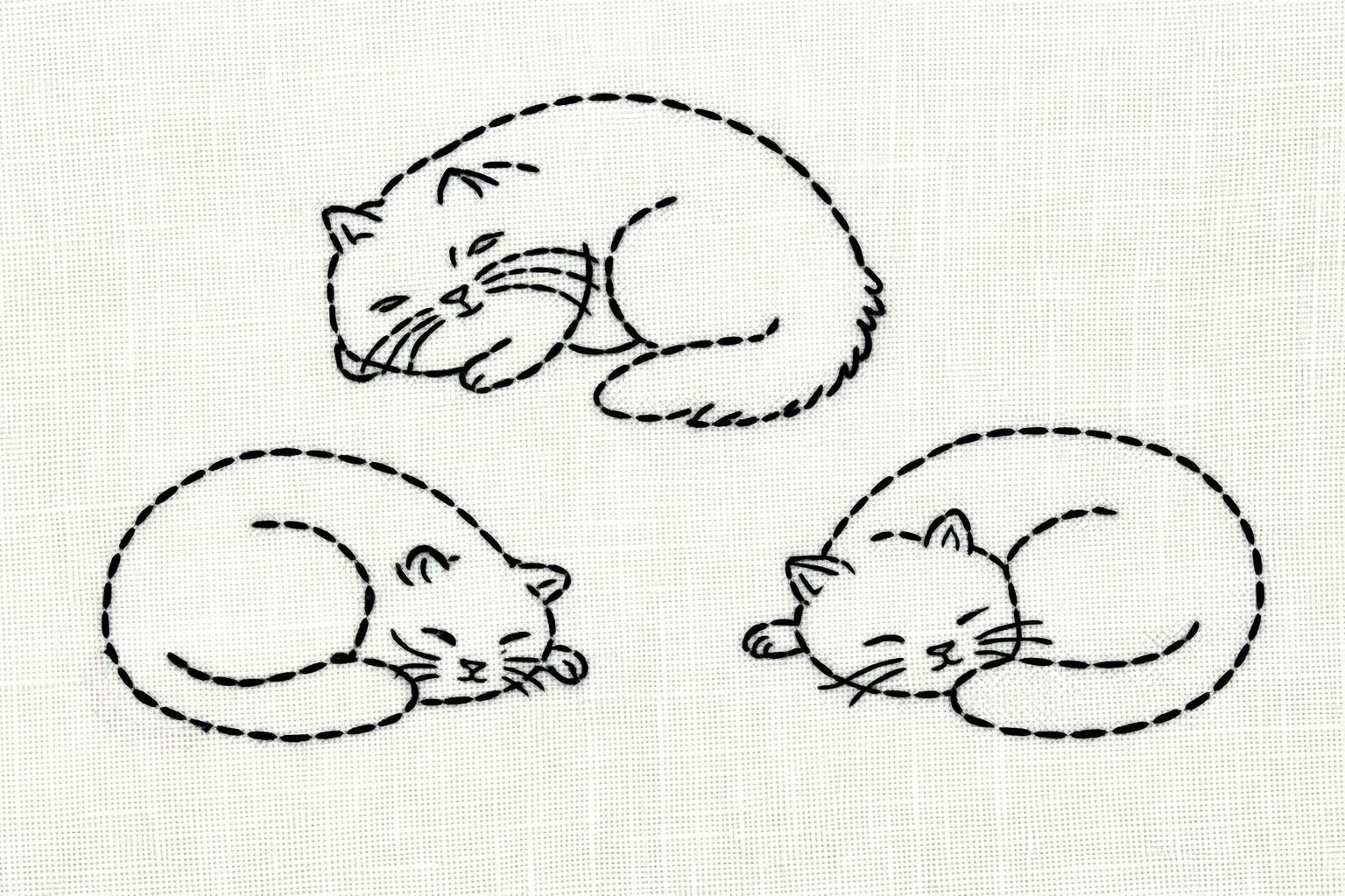 Sleepy Fat Cats Hand Embroidery Pattern PDF | Printable Cat Embroidery Template | Beginner Embroidery Design | Funny Cat Stitch Pattern
